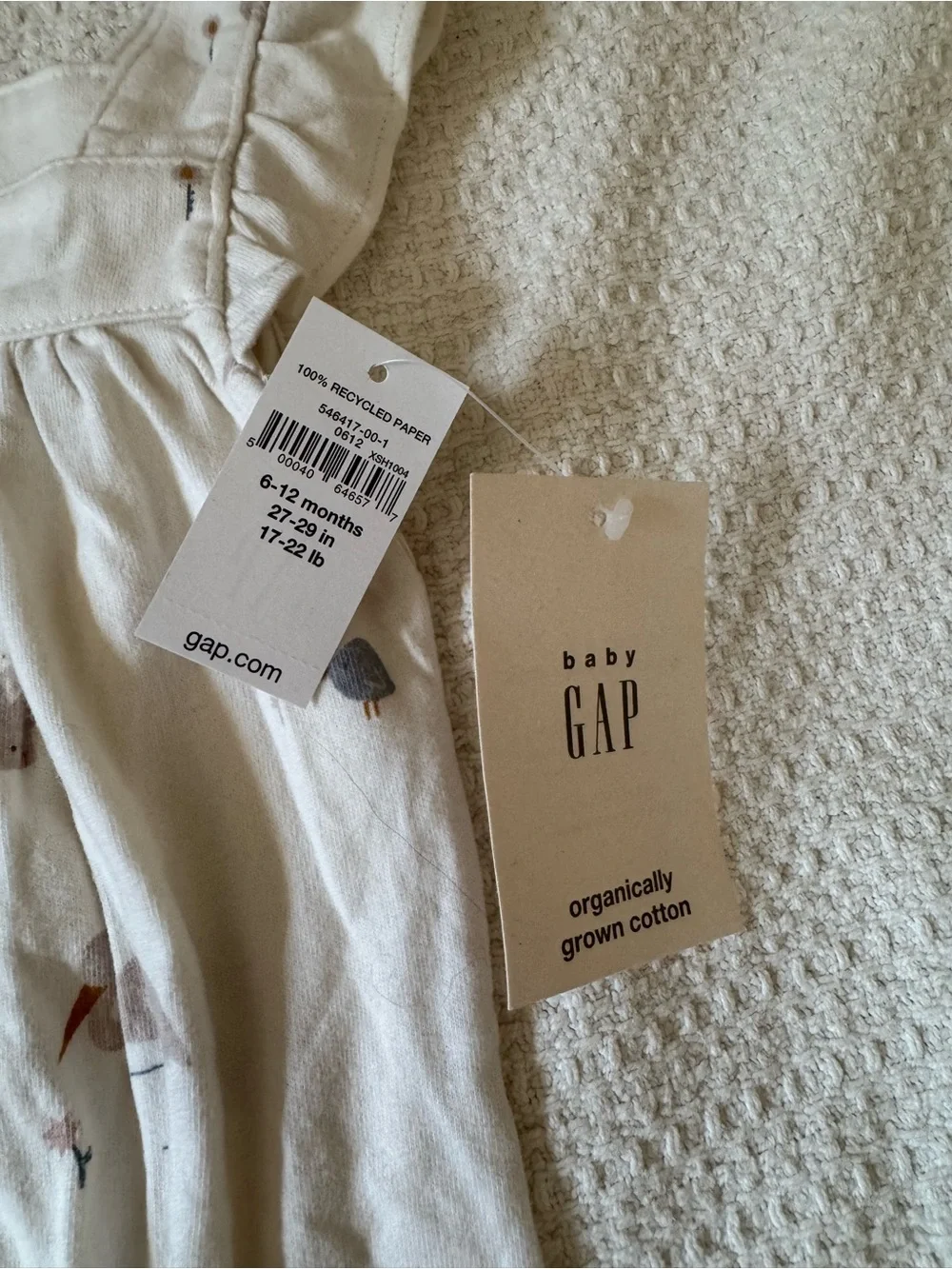 GAP organic cotton Cream Romper with Rainbow & Flamingo Print